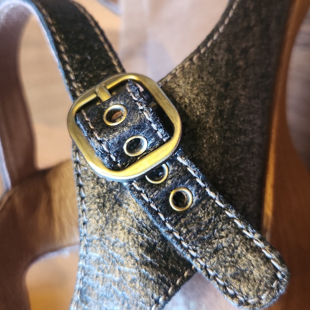 Dansko Joanie Wedge Heeled Mary Jane Sandals Bronze Metallic Leather Size 41 - Picture 7 of 12